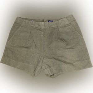Madewell Womens Linen Blend Olive Green Shorts Pockets Zipper-Back Size 4